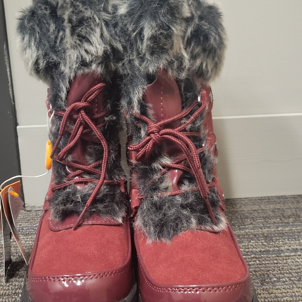 Sporto Minor Burgundy Wine Leather Suede Lace-up Winter Snow Boots Womens Size 7